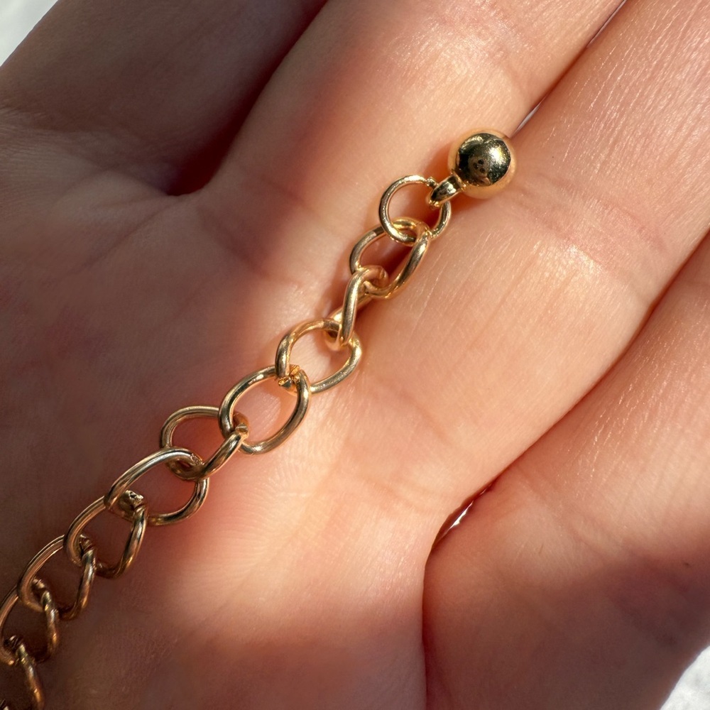 Gold Zara Gold ball. Gold. Gold Beaded Necklace. Adjustable - Picture 7 of 10